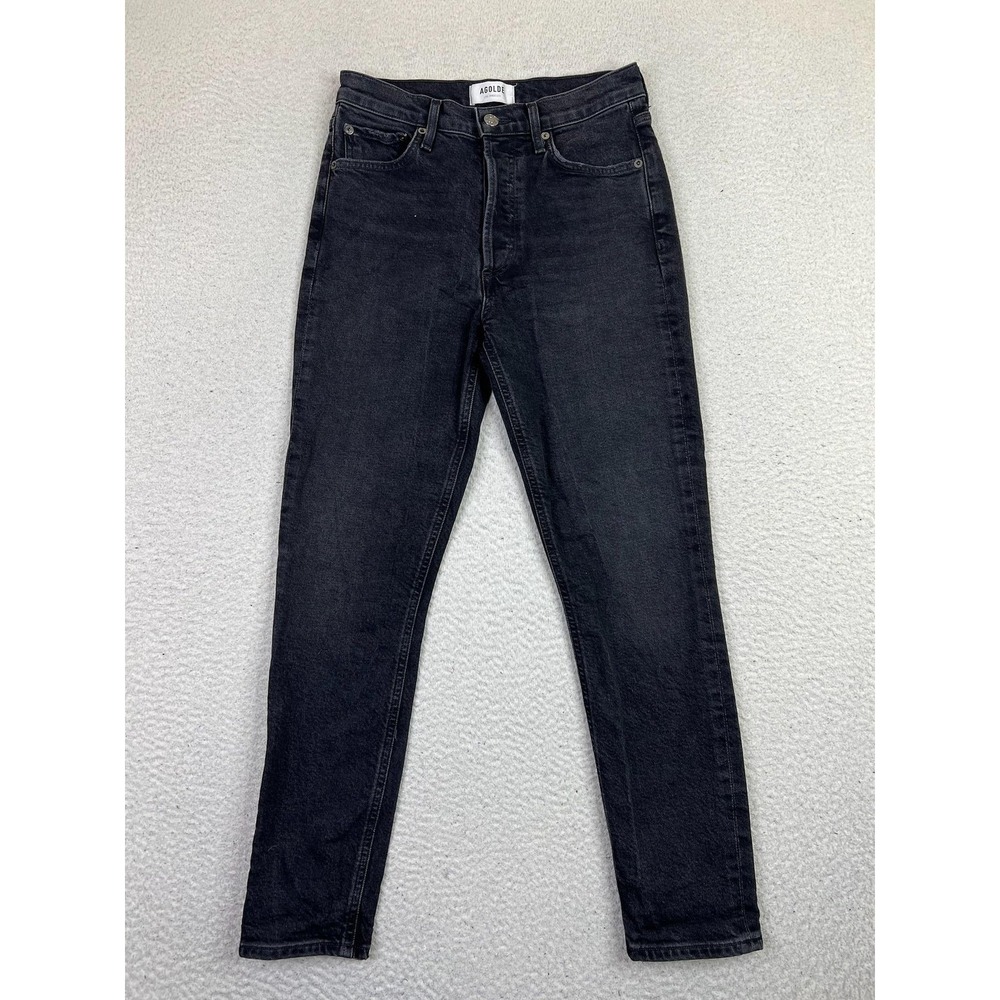 AGOLDE Nico High Rise Slim Jeans Womens 26 Black Charcoal‎ Wash Stretch Denim
